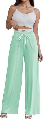 pinsv womens swinkpants عريض الساق عالية الخصر سراويل تجريب السراويل غير الرسمية سراويل فضفاضة مريحة مع جيوب in Kuwait