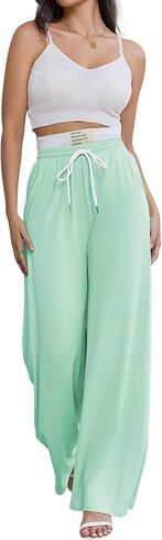 pinsv womens swinkpants عريض الساق عالية الخصر سراويل تجريب السراويل غير الرسمية سراويل فضفاضة مريحة مع جيوب in Kuwait