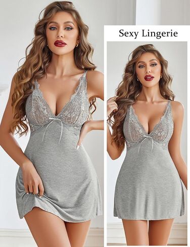 الملابس الداخلية Avidlove للنساء مثير Babydoll Chemise Lightgown Lace Strap Nightwear Modal Dress in Saudi Arabia