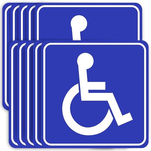 10 Pack Handicap Sign Stickers, 6x6 inch Handicap Parking Sign Stickers Decal Disable Wheelchair Signs, Premium Self-Adhesive Vinyl Stickers UV Protected Waterproof Non-Fade Scratch Resistant, Decal for Business Car Bus School Supermarket Stairs Indoor an in Saudi Arabia