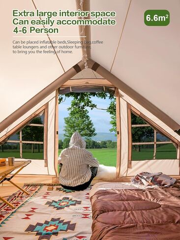 Inflatable Camping Tent with Canopy, Cabin Tent, 4-6 Person Glamping Tents Sun Shelter, Easy Setup Waterproof Outdoor Oxford Tents, Self-Supporting Structure Inflatable House Tent with Picnic Blanket in Kuwait