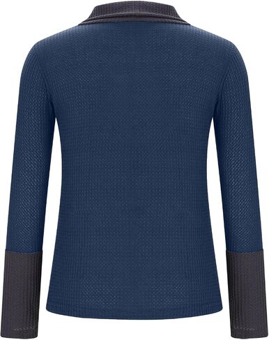 Women's Turtleneck Sweaters Long Sleeve Waffle Knit Pullover Tops Color Block Shirts Blouses Fall Clothes Outfits in Kuwait