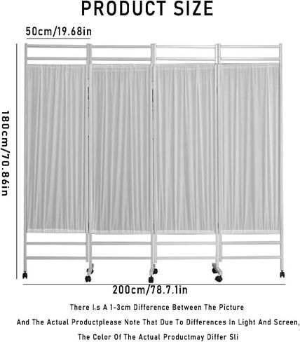 Foldable Hospital Privacy Screen with Wheels,3/4/5/6-Panel Folding Partition,Room Divider for Hospital Clinic,Nursing Home and Office(4piece) in Saudi Arabia
