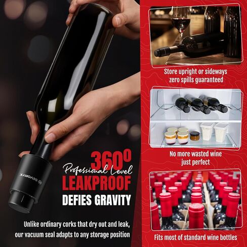 Vacuum Wine Stopper for Bottles - Premium Wine Saver with 7-Day Freshness Guarantee, Built-in Date Tracker, Leakproof Design & Food-Grade Material, Free WineGuide E-book included in Saudi Arabia