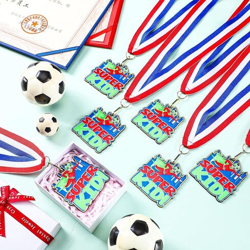 Quelay 20 PCS Medal 2.36 "جائزة Super Kids لكرة القدم مع جوائز جائزة الشريط لكرة القدم للاحتفال بالمسابقات الرياضية وفضلات الحفلات والمعادن in Saudi Arabia