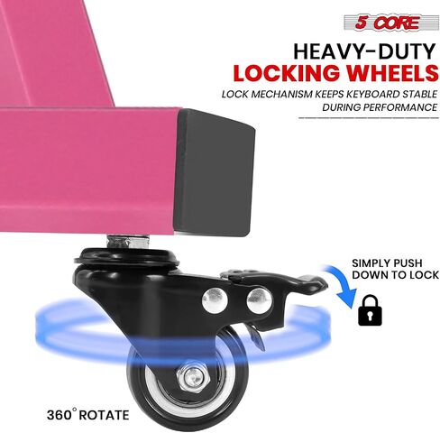5 Core Piano Keyboard Stand Z Shape Shape Hightable Board Heavy Duty Board DJ Controller تقف W عجلات للبيانو الرقمي MIDI Pink - KS Z1 BPNK HD WHLS in Kuwait