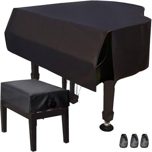 Baby Grand Piano Cover Household Dustproof Piano Cover Waterproof Leather Grand Piano Cover with Stool Cover & Footrest Cover(A,180cm/71inch) in Saudi Arabia
