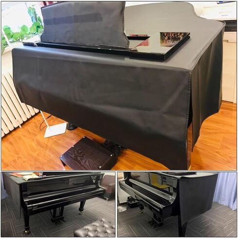 Baby Grand Piano Cover Household Dustproof Piano Cover Waterproof Leather Grand Piano Cover with Stool Cover & Footrest Cover(A,180cm/71inch) in Saudi Arabia