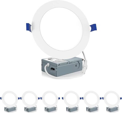Meconard 6 Pack 6 Ing 6 بوصة LED ضوء سقف راحة ، 2700K/3000K/3500K/4000K/5000K قابلة للاختيار ، قابلة للضايق 12W = 110W ، 1050LM ، IC مصنفة من القاتل المصابيح مع مربع الوصلات ، ETL و ETL. in Kuwait