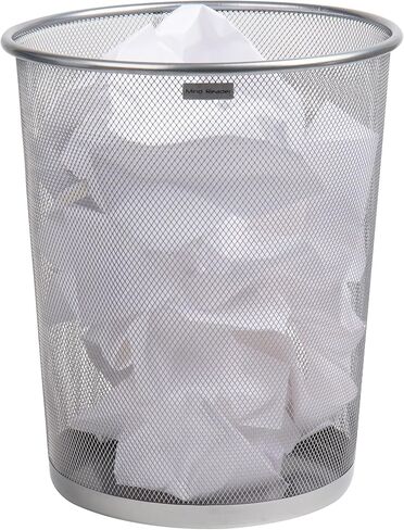 Mind Reader Mesh Trash Can, 16.65L (4.4 gal), Waste Paper Basket, Round, Office, Metal Mesh, Black in Saudi Arabia