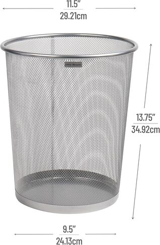 Mind Reader Mesh Trash Can, 16.65L (4.4 gal), Waste Paper Basket, Round, Office, Metal Mesh, Black in Saudi Arabia
