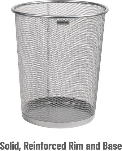 Mind Reader Mesh Trash Can, 16.65L (4.4 gal), Waste Paper Basket, Round, Office, Metal Mesh, Black in Saudi Arabia