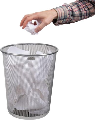 Mind Reader Mesh Trash Can, 16.65L (4.4 gal), Waste Paper Basket, Round, Office, Metal Mesh, Black in Saudi Arabia