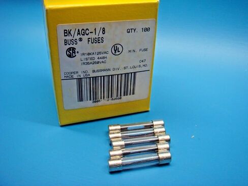 BUSSMANN AGC-1/8-1/8 Amp Fast Acting Glass Tube Fuse 250V Ul Listed (Pack of 5) in Saudi Arabia