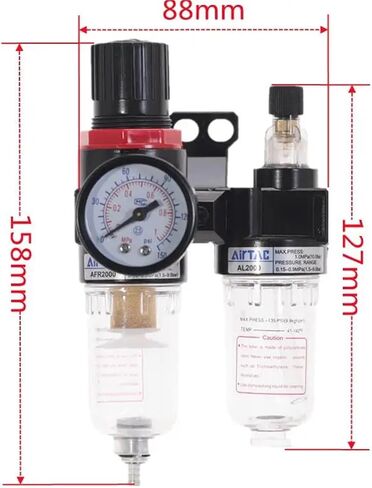 AFR2000+AL2000 G1/4 "air Compressor AFC2000 Oil-Water Separator Regulator Drain Valve Filter Spray Gun AFC-2000(AFC-2000 w PC 10mm) in Kuwait