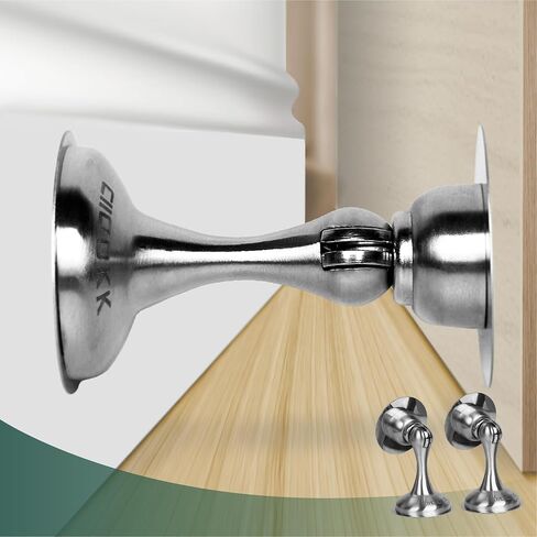 Magnetic Door Stoppers 2 Pack,Stainless Steel Door Stops for Wall and Floor Mounting. Door Holder Keep Door Open,No Drilling Door Stop with Adhesive Tapes, Black in Saudi Arabia