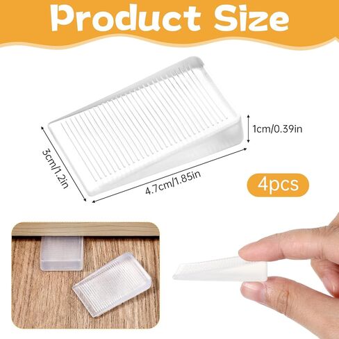 4 Pack Door Stop Rubber, Wedge Thin Door Stoppers for Bottom of Doors Clear Non-Scratching Doorstops Sturdy Stackable Doors Stops for Home Office School in Saudi Arabia