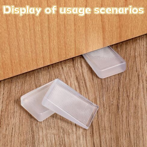 4 Pack Door Stop Rubber, Wedge Thin Door Stoppers for Bottom of Doors Clear Non-Scratching Doorstops Sturdy Stackable Doors Stops for Home Office School in Saudi Arabia