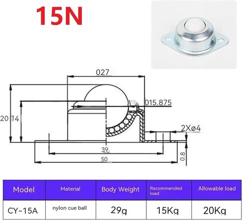 4pcs Nyon/Carbon Ball Steelransfer Unit تحمل عجلة النقل العجلة الحمل 30 كجم Cy-12a/Cy-15a/Cy-19a // Cy-25a/Cy-30a (Cy-15acarbon Steel) in Saudi Arabia