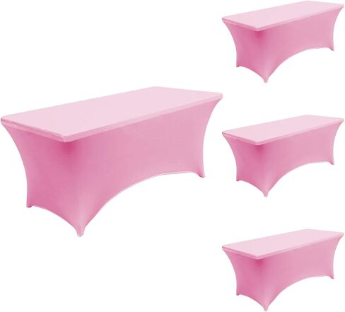 Haorui Spandex tableroth 6ft pink 4pack 4pack سميكة ، ناعمة ، ناعمة ، نابضة بالحياة ، تمتد مقاومة للتجاعيد فناء الفناء الفاخر الفاخر للحدث الفني ، المنزل ، الزفاف ، مراسم الجوائز ، الاجتماعات ، مأدبة وحفلات in Kuwait