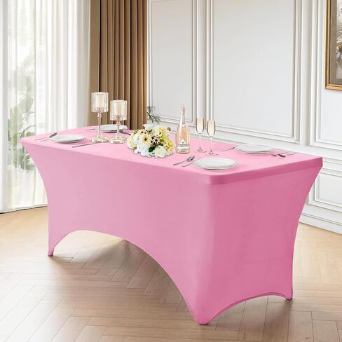 Haorui Spandex tableroth 6ft pink 4pack 4pack سميكة ، ناعمة ، ناعمة ، نابضة بالحياة ، تمتد مقاومة للتجاعيد فناء الفناء الفاخر الفاخر للحدث الفني ، المنزل ، الزفاف ، مراسم الجوائز ، الاجتماعات ، مأدبة وحفلات in Kuwait