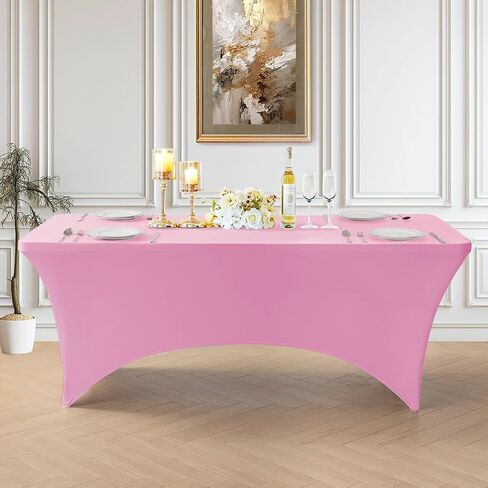 Haorui Spandex tableroth 6ft pink 4pack 4pack سميكة ، ناعمة ، ناعمة ، نابضة بالحياة ، تمتد مقاومة للتجاعيد فناء الفناء الفاخر الفاخر للحدث الفني ، المنزل ، الزفاف ، مراسم الجوائز ، الاجتماعات ، مأدبة وحفلات in Kuwait