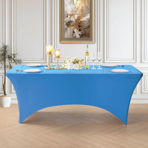 HAORUI Spandex Tablecloth 6FT Pink 4Pack Thick,Soft,Vibrant Color,Wrinkle Resistant Stretch Rectangular Patio Luxe TableCover for Art Event,Home,Wedding,Award Ceremonies,Meetings,Banquet & Parties in Saudi Arabia