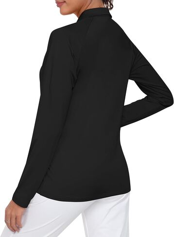 AIRIKE Women's Zipper Up Golf Shirts Long Sleeve Polo Shirt Quick Dry Comfy Fleece Tennis Tops in Kuwait