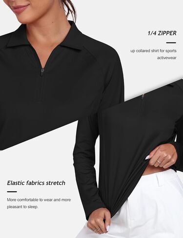 AIRIKE Women's Zipper Up Golf Shirts Long Sleeve Polo Shirt Quick Dry Comfy Fleece Tennis Tops in Kuwait