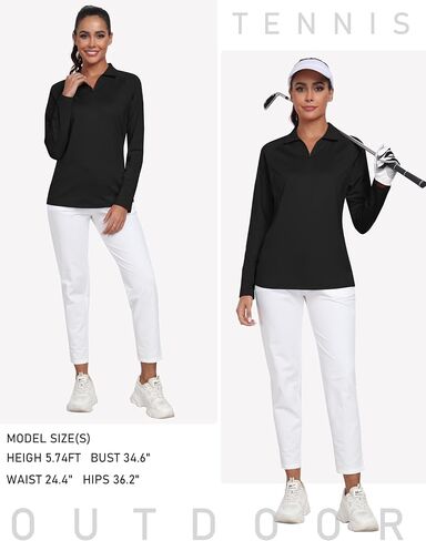 AIRIKE Women's Zipper Up Golf Shirts Long Sleeve Polo Shirt Quick Dry Comfy Fleece Tennis Tops in Kuwait