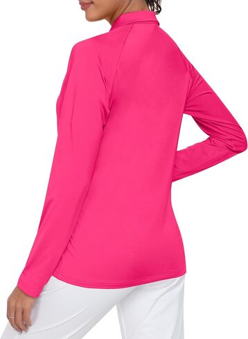 AIRIKE Women's Zipper Up Golf Shirts Long Sleeve Polo Shirt Quick Dry Comfy Fleece Tennis Tops in Kuwait