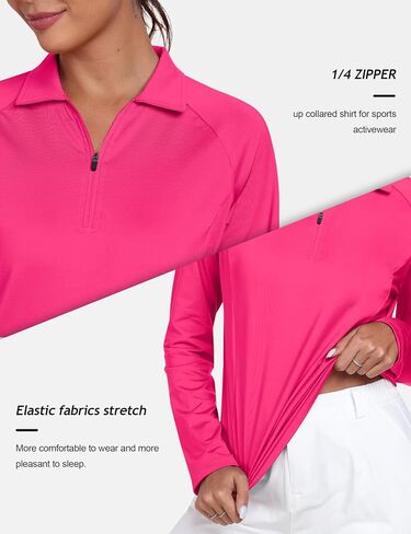 AIRIKE Women's Zipper Up Golf Shirts Long Sleeve Polo Shirt Quick Dry Comfy Fleece Tennis Tops in Kuwait