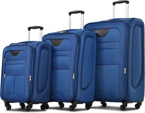 مجموعة حقيبة Merax set Softside 3 قطع قابلة للتوسيع مع TSA Lock Wheels Lightweight Formage مع حقيبة سفر (22/26/30 ، باللون الأخضر الأزرق) in Kuwait