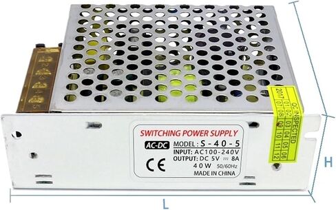 100-240V AC to DC 5V 8A 40W Converter Switch Mode Power Supply LED Lighting Transformer Drive Adapter DC5V AC/DC-Enclosed SMPS in Saudi Arabia