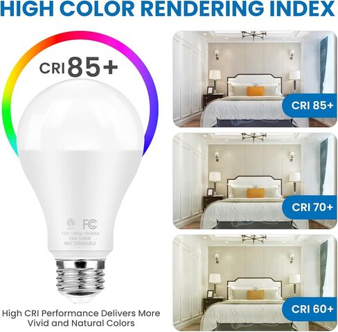 مصابيح مصباح LED مشرقة فائقة ، 150 واط مكافئة ، 5000 كيلو أبيض ضوء النهار ، 2600 لومين مرتفع ، قاعدة E26 ، غير قابلة للتجويف ، A21 19W مصابيح LED بيضاء مشرقة كفاءة في الطاقة لشرفة المكاتب المنزلية ، 6 حزم in Kuwait