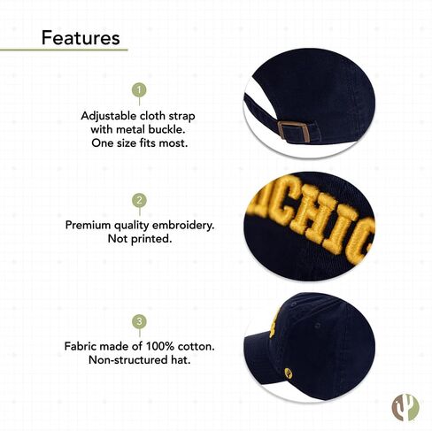 Desert Cactus University Michigan Baseball Hat Wolverines um u of m hats brimmed servidered hats cap cap abled strap come (style e1) blue in Kuwait