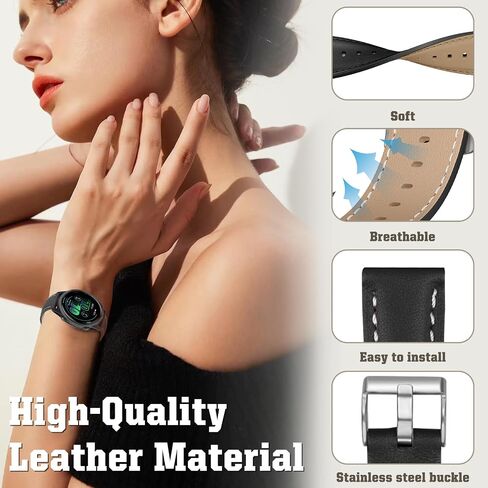 Slim Leather Watch Bands Compatible with Garmin Forerunner 570 42mm/Vivoactive 6/5/3/Venu Sq 2/Venu Sq/Forerunner 165,20mm Wristband,Replacement Stylish Slim Wristband Strap for Women Men in Kuwait