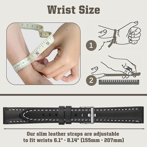 Slim Leather Watch Bands Compatible with Garmin Forerunner 570 42mm/Vivoactive 6/5/3/Venu Sq 2/Venu Sq/Forerunner 165,20mm Wristband,Replacement Stylish Slim Wristband Strap for Women Men in Kuwait