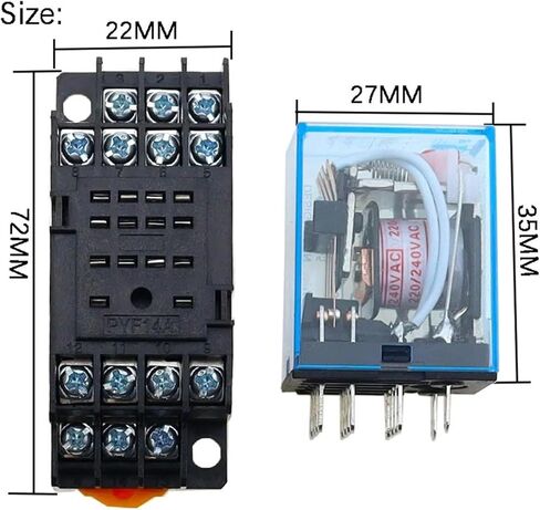 1Pc MY4NJ Electronic Micro Mini Electromagnetic Relay 5A 14PIN Coil 4DPDT with PYF14A Socket Base DC/AC 12V 24V 36V 48V 110V 220(AC,24V) in Saudi Arabia