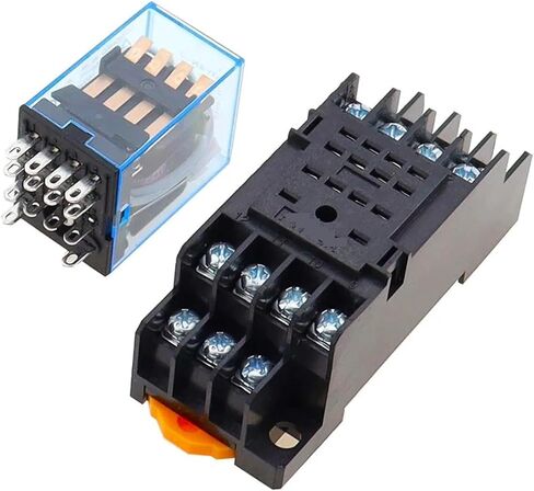 1Pc MY4NJ Electronic Micro Mini Electromagnetic Relay 5A 14PIN Coil 4DPDT with PYF14A Socket Base DC/AC 12V 24V 36V 48V 110V 220(AC,24V) in Saudi Arabia