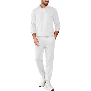 Coofandy 2 قطعة مجموعة للرجال غير رسمي 1/4 بدلات مسار Zip مجموعة طويلة الأكمام ربع Pullover بدلات الركض 2025 ملابس الموضة in Kuwait