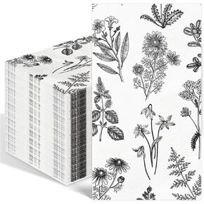 100pcs مناديل الورق الأزهار المناديل 3 مناشف يد يمكن التخلص منها للحمام للحمام خمر الضيوف برية الضيوف مناديل عشاء زهرة برية خضراء لحفل زفاف زفاف طفل دش ربيع الصيف in Kuwait