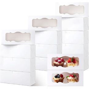 40 Pcs 9x4x3.5 Inch Cookie Boxes White Bakery Boxes with Window, Loaf Cake Boxes for Roll Cakes, Desserts, Muffins, Donuts, Candies and Pastries (9 Inch) in Kuwait