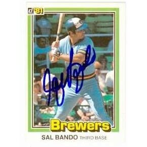 بطاقة البيسبول الموقعة Sal Bando (Milwaukee Brewers) 1981 Donruss #84 - بطاقات البيسبول الموقعة in Kuwait
