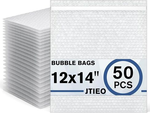 JTIEO 50 Pcs 8''x12'' Bubble Out Bags, Clear Self-Adhesive Pouch Wraps, Upgraded Double-Walled Cushioning for Shipping, Packing, Storage and Moving in Kuwait