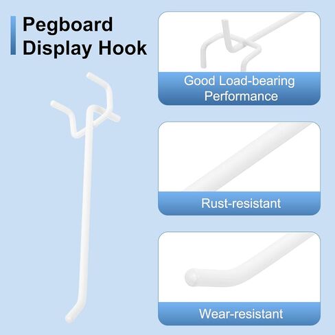 UXCELL 50 PCS Hight Duty Pegboard Hooks ، خطافات رفوف مقاس 6 بوصات لـ 1/4 "Pegboard ، منظم Hook Ho-Holder عرض Pegboard للمرآب ، المكتب ، والمطبخ ، الأبيض in Saudi Arabia