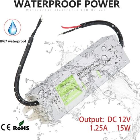 Lighting Transformer 90-250V AC to DC 12V 15W 1.25A LED Driver Adapter Aluminum IP67 Outdoor Waterproof Switching Power Supply in Saudi Arabia