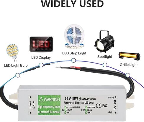 Lighting Transformer 90-250V AC to DC 12V 15W 1.25A LED Driver Adapter Aluminum IP67 Outdoor Waterproof Switching Power Supply in Saudi Arabia
