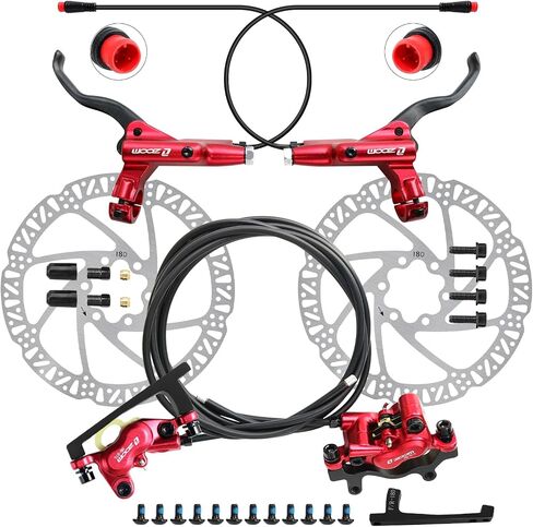 Z00M HB876E 2-PIN 4-Pistons E-Bike Electric Power-Off Hydraulic Brake Set with 160mm Rotors, Pre-Bled with Mineral Oil Brakes Kit for eBike, Mountain Bike, Road Bike in Saudi Arabia
