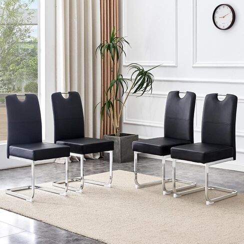 Black Thickened Dining Chairs - 15.7" L x 20.5" W x 38.2" H, Ingenious Ergonomics Non-Slip Feet, Perfect for Home Office in Saudi Arabia